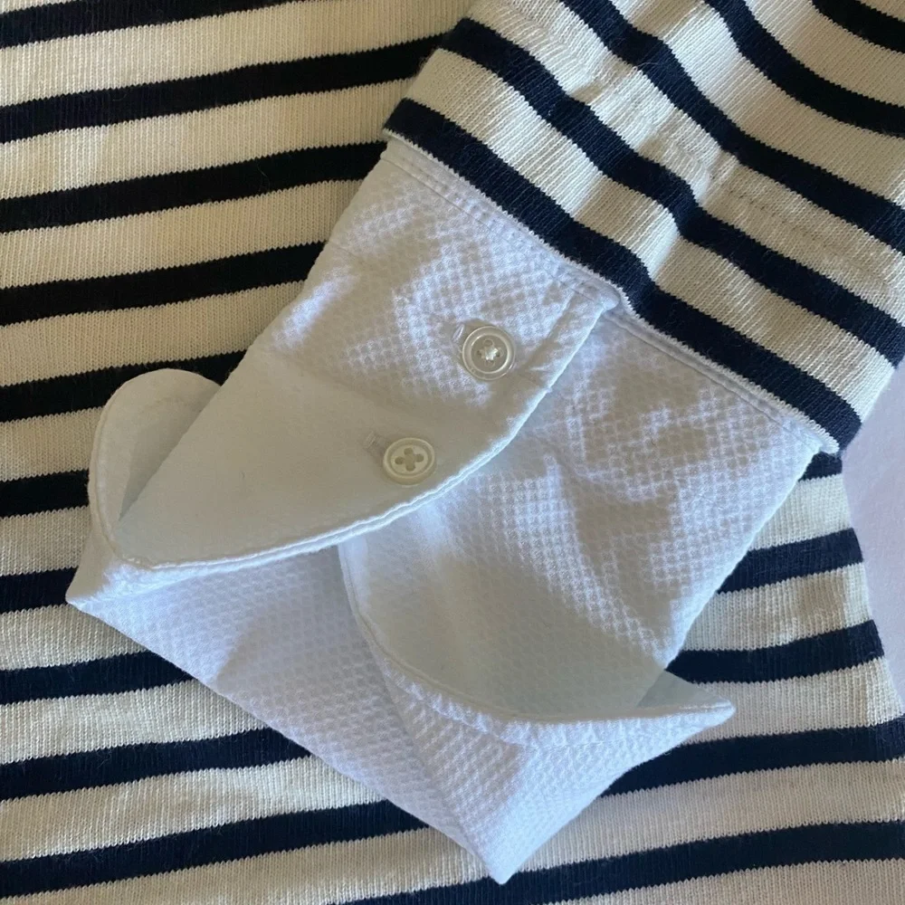 J. Crew French black and white striped sweater with dress cuffs, Sz. XXS